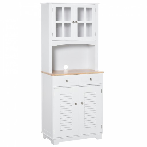 HOMCOM Dulap de Bucătărie Compact, Design Modern, Spațiu de Stocare, 68x39.5x170 cm, Alb | Aosom Romania