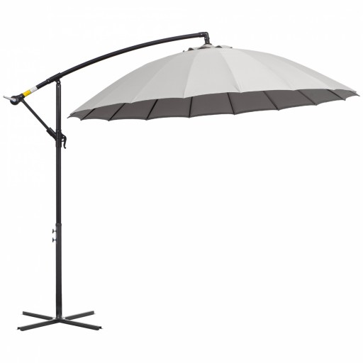 Outsunny Umbrelă Suspendată cu Braț Lateral Φ296cm pentru Spații Exterioare, Design Modern, Ușor de Asamblat, Gri | Aosom Romania