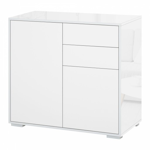 Dulapior cu sertare si 2 Dulapioare cu polite reglabile, Deschidere prin Presiune 79x36x74cm HOMCOM | Aosom Romania