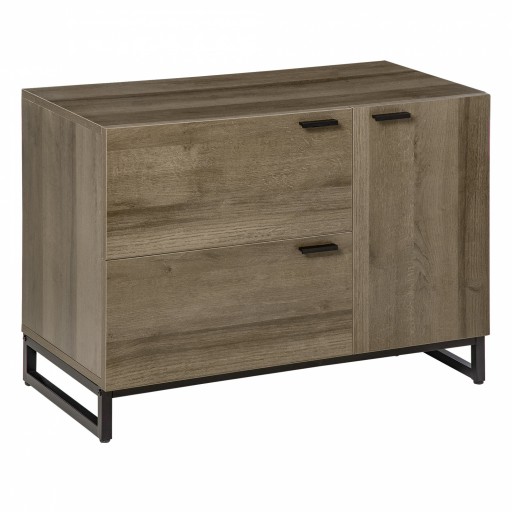 Bufet Multifuncțional Modern HOMCOM, Combinație Lemn și Metal, 2 Sertare și Dulapior, Design Elegant, 80x41.5x58cm, Lemn Natural | Aosom Romania