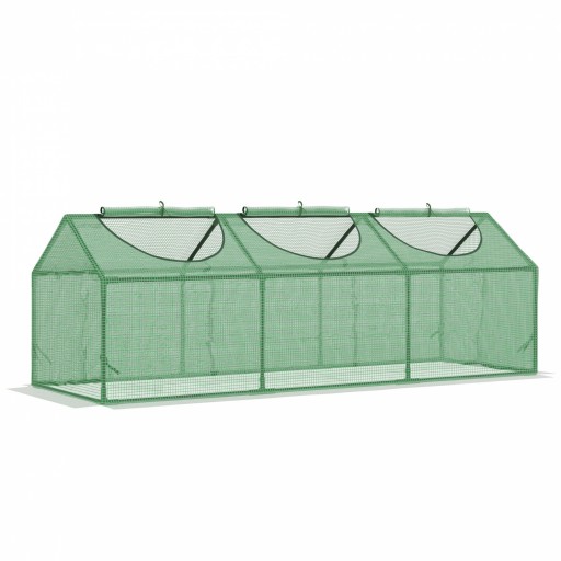 Mini sera gradina pentru plante, legume, fructe cu 3 ferestre tip rulou si protectie PE Anti-UV, verde 180x60x60cm Outsunny | Aosom Romania