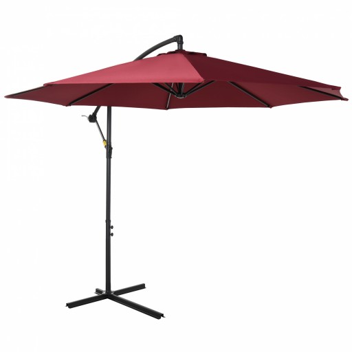 Outsunny Umbrelă Descentralizată pentru Exterior, Roșu Închis, Manivelă, Oțel și Poliester Anti-UV, Φ300x250cm | Aosom Romania