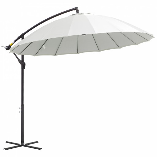 Outsunny Umbrelă Suspendată cu Braț Lateral Φ296cm pentru Patio și Grădină, Deschidere Ușoară, Design Elegant, Alb Crem | Aosom Romania