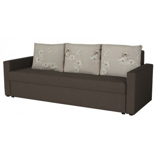 Canapea extensibila Firenze Dark Chocolate Daisies Flower 218x85x85 cm, cu lada de depozitare