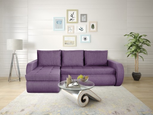 Coltar extensibil reversibil Siena Purple 243x141x81 cm cu lada de depozitare