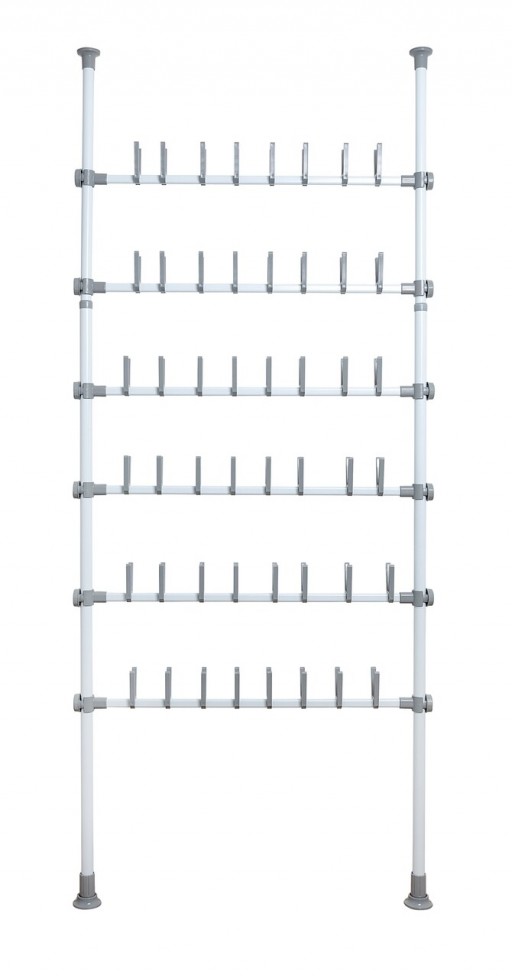 Suport extensibil pentru incaltaminte, Wenko, Herkules Pull-out Shelf, 48 perechi, inox/plastic/polipropilena, gri/alb