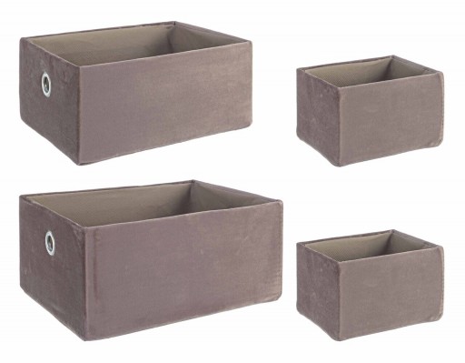 Set 4 cosuri de depozitare, Velvet Beige, Bizzotto, 30x22x14 cm, otel/catifea