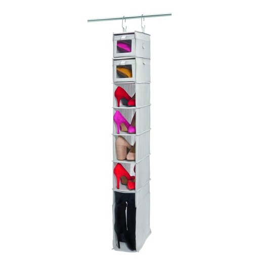 Organizator pentru incaltaminte Evie, iDesign, 7-10 rafturi, 15x30.5x137 cm, gri