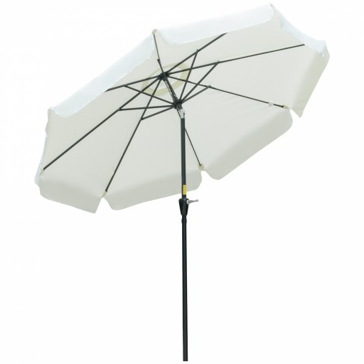 Outsunny Umbrelă Rotundă Rabatabilă pentru Grădină și Terasă, Protecție UV 50+, Φ266x250cm, Nuanță Bej | Aosom Romania