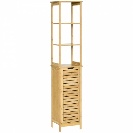 Kleankin Turn Mobilier Baie, Spațiu Depozitare Vertical, Lemn, 34x30x173cm, Design Compact | Aosom Romania