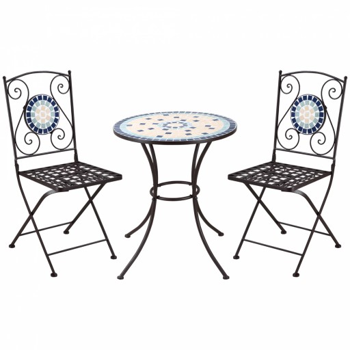 Mobilier de Gradina Outsunny Set 3 Piese cu 2 Scaune Pliante si 1 Masuta, din Metal si Ceramica, Multicolor | Aosom Romania