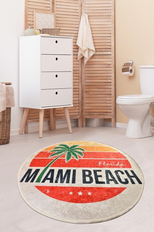 Covoras de baie Miami, Chilai, Ø100 cm, multicolor