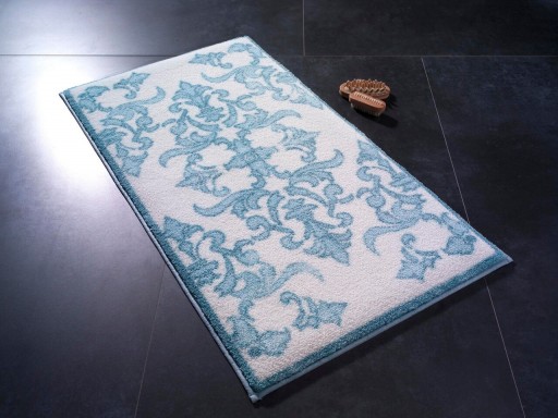 Covoras de baie Shabby Damask, Confetti, 80x140 cm, albastru