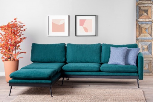 Coltar Reya Corner, Futon, 275x190x90 cm, metal, verde petrol