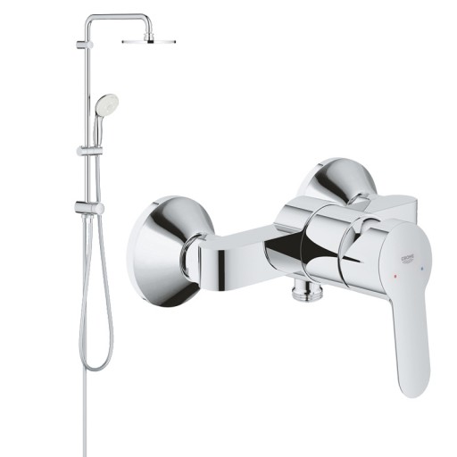 Pachet: Coloana dus Grohe New Tempesta 200,crom,baterie cabina dus BauEdge(27389002,23333000)