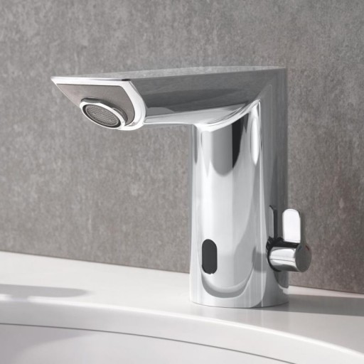 Baterie lavoar senzor Grohe Bau Cosmo E, cu mixare, crom, furtune flexibile-36451000