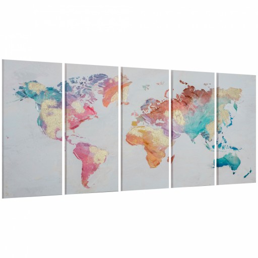 HOMCOM Set 5 Piese Arta de Perete Canvas Harta Lumii Tablouri Decorative pentru Dormitor Sufragerie 80x40 cm | Aosom Romania