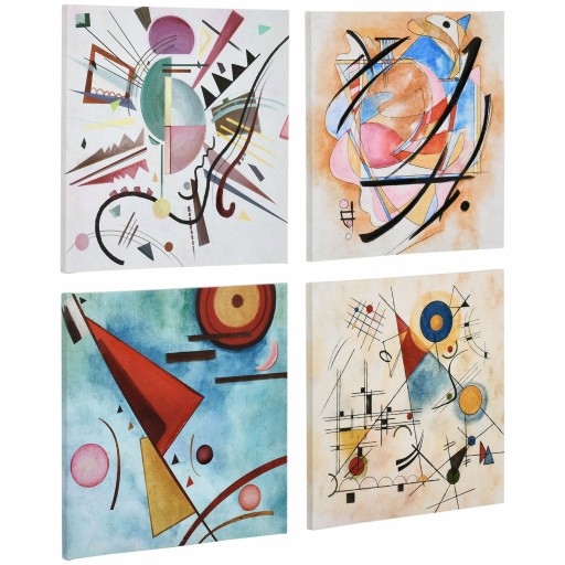 HOMCOM Set de 4 Tablouri Abstracte Pictate Manual pe Pânză, Decor pentru Sufragerie și Dormitor, 60x60cm fiecare | Aosom Romania