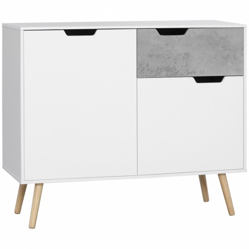 HOMCOM Dulap Depozitare Modern cu Sertar și 2 Uși, Mobilier Funcțional, 98x39x81.5 cm, Gri | Aosom Romania