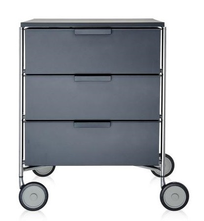 Comoda cu rotile Kartell Mobil Mat design Antonio Citterio & Oliver Low 49xc47.5cm h63cm gri slate mat