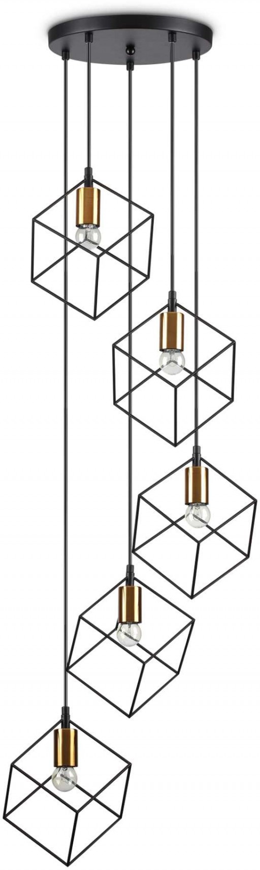 Suspensie Ideal Lux Ice SP5 max 5x60W E27 d50cm negru