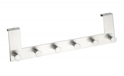 Suport pentru prosoape/haine suspendabil pe usa, Wenko, Celano, 6 carlige, 39 x 11 x 5.5 cm, inox