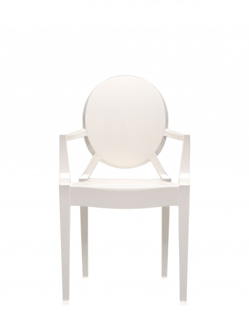 Set 2 scaune Kartell Louis Ghost design Philippe Starck alb lucios