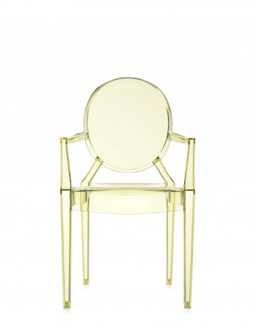 Set 2 scaune Kartell Louis Ghost design Philippe Starck galben pai transparent