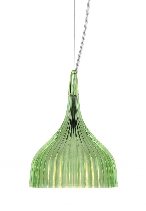 Suspensie Kartell E design Ferruccio Laviani max 28W E14 h 20-220cm verde transparent