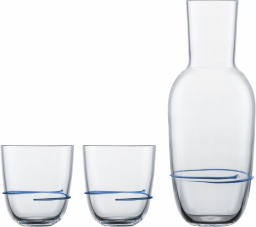 Set carafa si 2 pahare Zwiesel Glas Aura cristal Tritan albastru