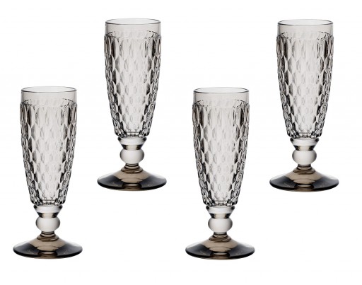 Set 4 pahare sampanie Villeroy & Boch Boston Flute fumuriu 163mm 0 15 litri