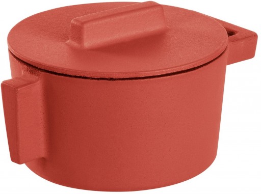 Cratita din fonta emailata Sambonet Terra.Cotto design Vasques Stefania capac fonta d10cm 310ml Paprika