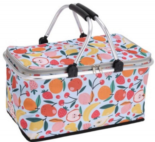 Geanta termoizolanta / cos picnic Fruits background baby blue, 35L, poliester, multicolor