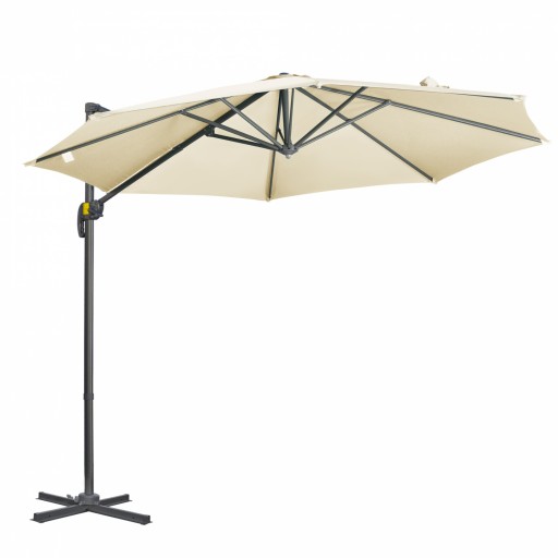 Outsunny Umbrelă Solară Înclinabilă și Rotativă 360°, Ø293x248cm, Crem | Aosom Romania