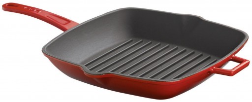 Tigaie gratar din fonta emailata Paderno Cast Iron 26x26cm rosu