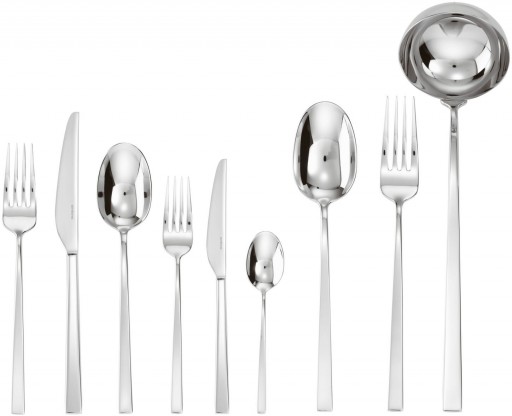 Set tacamuri Sambonet Linea Q Solid Handle 75 piese inox placat cu argint