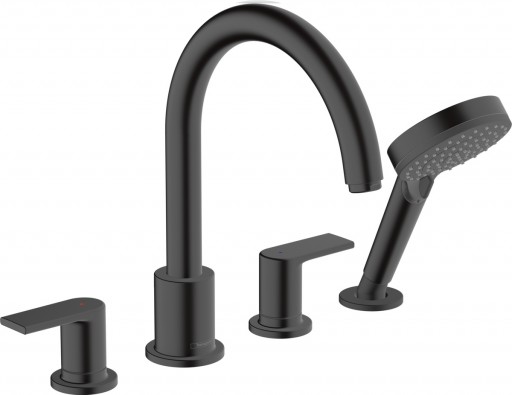 Baterie cu montaj pe cada Hansgrohe Vernis Blend cu 4 elemente negru mat