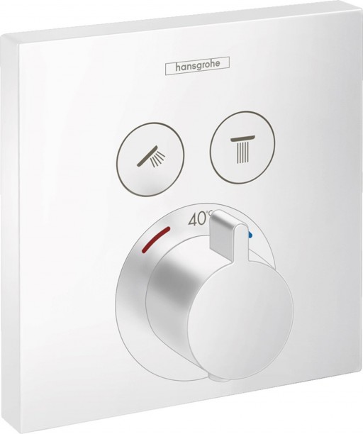 Baterie dus termostatata Hansgrohe Shower Select cu montaj incastrat si 2 iesiri, alb mat - 15763700