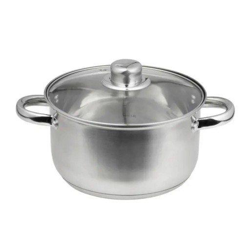 Oala cu capac Santo, Domotti, Ø22 cm, 4.8 L, inox/sticla, argintiu