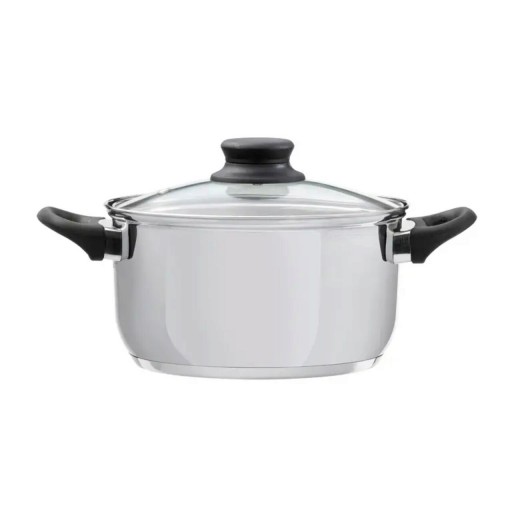 Oala cu capac Lima, Domotti, Ø24 cm, 6.1 L, inox/sticla, argintiu