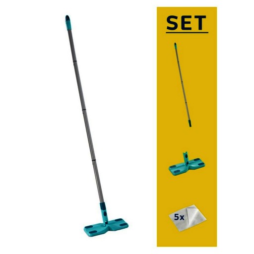 Set curatenie, Leifheit, Clean &amp; Away, plastic/microfibra, gri/turcoaz