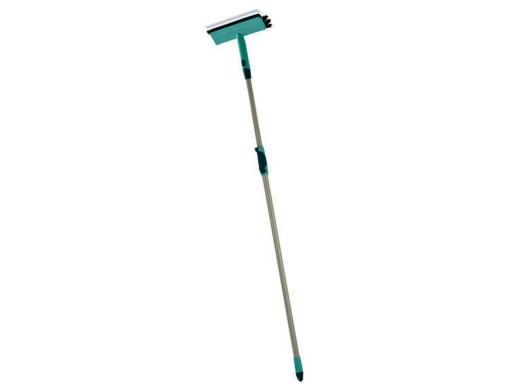 Aparat pentru curatat geamuri, Leifheit, Cleaner Brush, cu maner telescopic 120 - 200 cm, gri/turcoaz