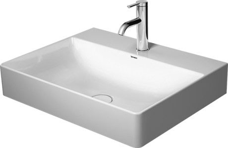 Lavoar Duravit DuraSquare 60x47 cm fara preaplin cu capac ceramic pentru ventil inclus si finisaj suplimentar