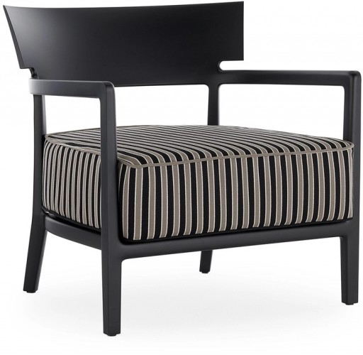 Fotoliu exterior Kartell Cara Mat Outdoor design Philippe Starck & Sergio Schito cadru negru mat perne negru - taupe