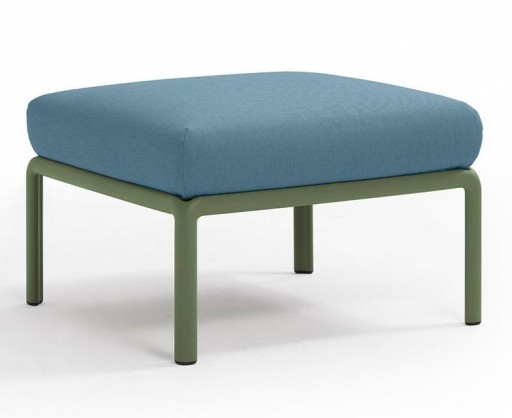 Pouf exterior Nardi Komodo 5 72x72cm cadru verde perna albastru adriatic Sunbrella