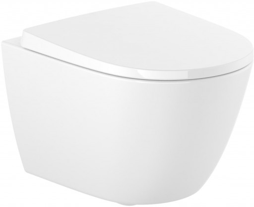 Vas WC suspendat Roca Ona Compact Rimless 48x36cm SupraGlaze alb