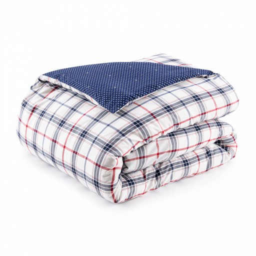 Cearceaf pentru pilota Tommy Hilfiger Navy Checks 140x200cm Natural