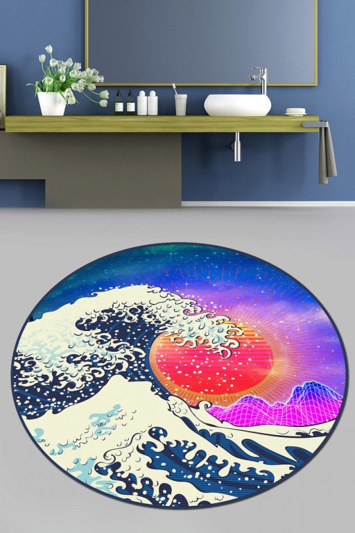 Covoras de baie, Chilai Home, Tidal Wave Djt (80 cm), Poliester, Multicolor