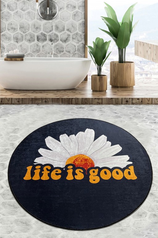 Covoras de baie, Chilai Home, Life Is Good Djt (120 cm), Poliester, Multicolor