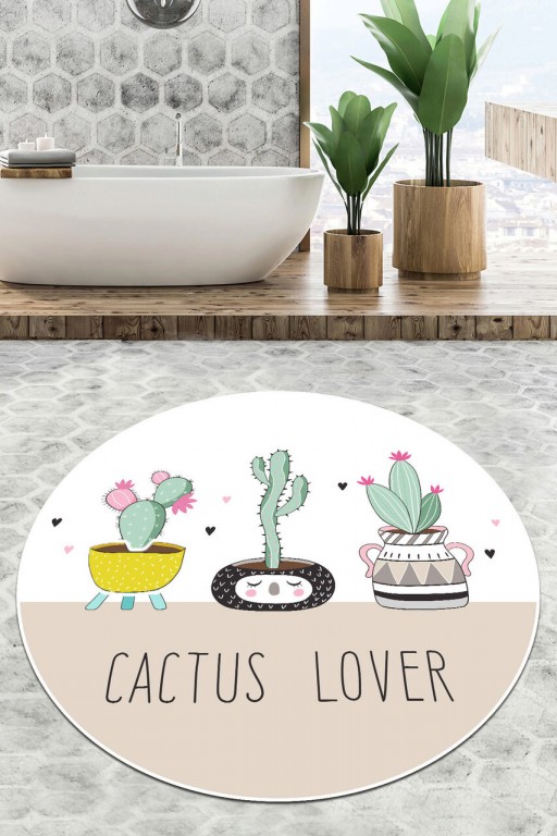 Covoras de baie, Chilai Home, Pink Cactus Djt (200 cm), Poliester, Multicolor